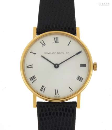 Gentleman's 9ct gold Gowland Bros Ltd wristwatch, with box, 3.3cm in diameter : For Further