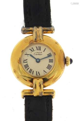 Ladies silver gilt Must De Cartier Vermeil wristwatch with box and paperwork, numbered 029127 580002