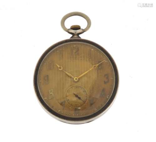 Art Deco silver open face pocket watch with subsidiary dial, 4.6cm in diameter, 64.3g : For