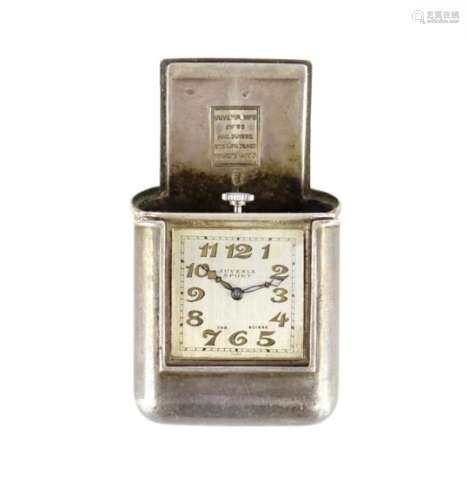 Art Deco Juvenia silver travel watch, numbered 71512, impressed marks to the case, 4.8cm in length :