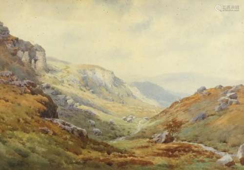 Elliott Henry Marten - The Rock Valley, Ilkley, Yorks, watercolour, mounted and framed, 49cm x 33.