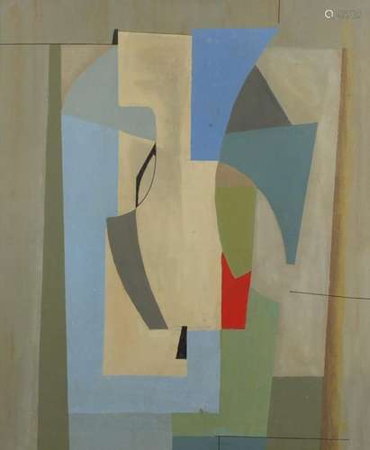 Attributed to Ben Nicholson - Abstract composition, oil onto canvas, inscribed verso, framed, 60cm x