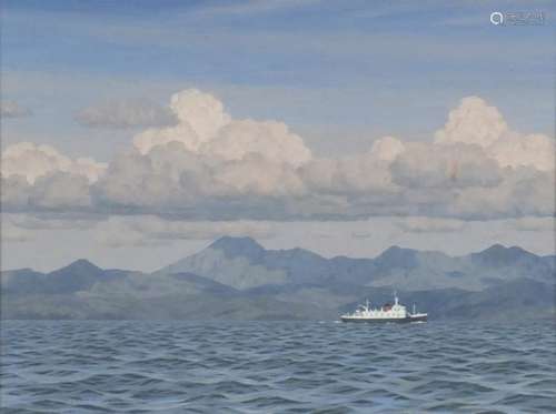 Christopher Hankey - Seascape off Morar, oil on board, John Nevill Gallery labels verso, mounted and