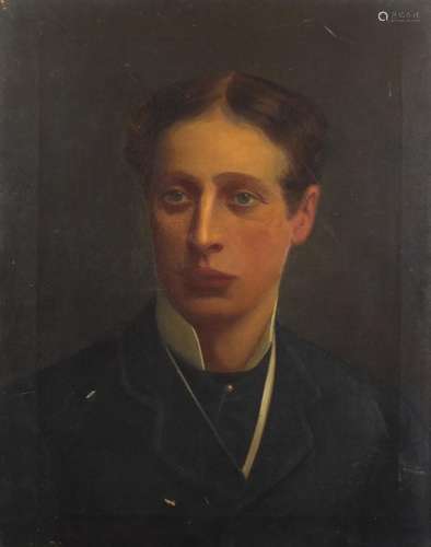 Head and shoulders portrait of a young gentleman, 19th century oil onto canvas, mounted and