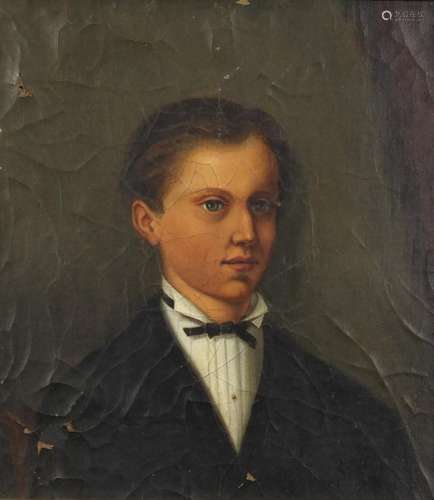 Head and shoulders portrait of a young gentleman, late 19th century oil onto canvas, laid on