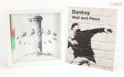 Banksy Walled Off box set lithograph with concrete section and hotel order confirmation together