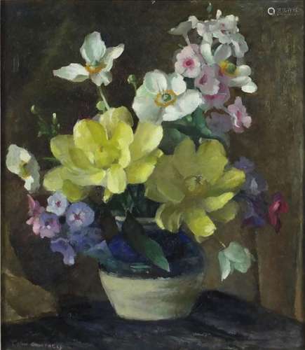 Colin Campbell - Still life flowers in a vase, oil on panel, framed, 39.5cm x 34cm : For Further