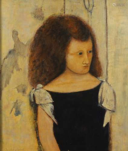 After Fernand Khnopff - Top half portrait of a young girl, oil onto canvas, mounted and framed, 62.