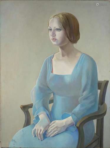 David Smith - Portrait of a Lady Caroline, signed oil on canvas, inscribed At the Mall Galleries