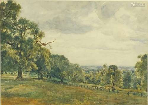 P A May 1925 - Richmond Park, London, 19th century watercolour, mounted and framed, 34.5cm x 24.