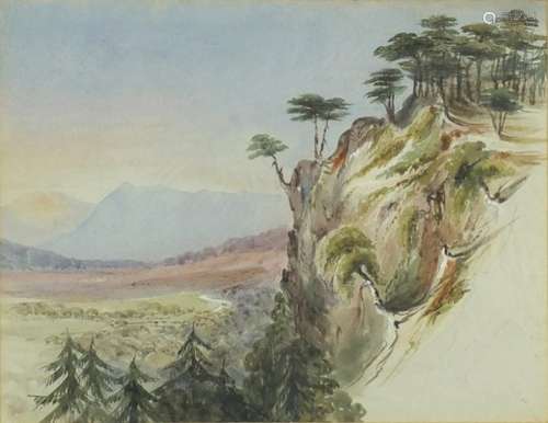 Herbert Menzies Marshall - Car in a landscape, watercolour indistinctly inscribed in pencil forest