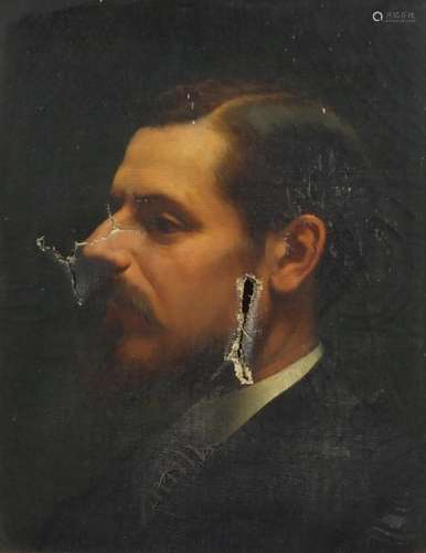 Head and shoulders portrait of a bearded gentleman, 19th century oil onto canvas, mounted and