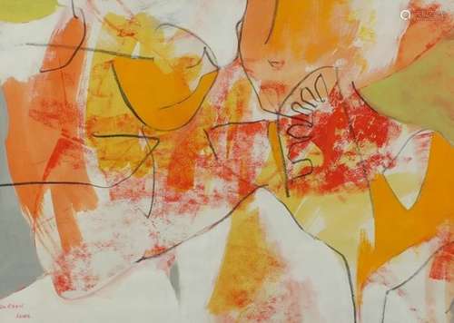 Doreen Lowe - Abstract composition, mixed media, mounted and framed, 41cm x 29cm : For Further