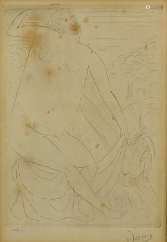 Andre Derain - Nude figures bathing, pencil signed etching, limited edition 5/15, inscribed verso,