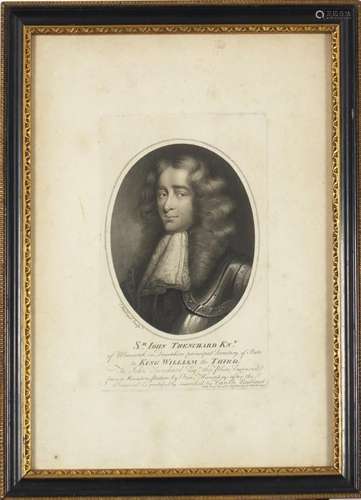 Sir John Trenchard Knt esquire, 19th century black and white engraving, C Bestland Sculp and