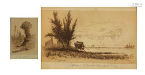 Amos W Sangster - American scenes of Niagara Falls, near pair of pencil signed etchings, mounted and