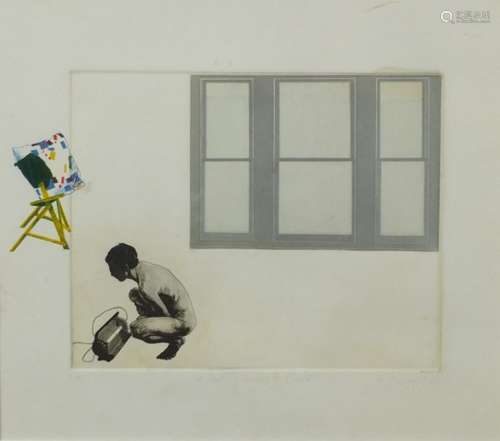 Frank Connelly - Monet having a break, pencil signed artist proof etching, mounted and framed, 29.