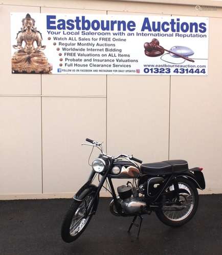 1968 BSA Bantam D14/4 motorcycle with related paperweight, GDY 922G, millage shows 13462 : For