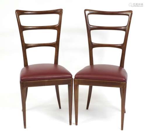 Pair of 1950's Italian hardwood dining chairs by Paolo Buffa, 97cm high : For Further Condition