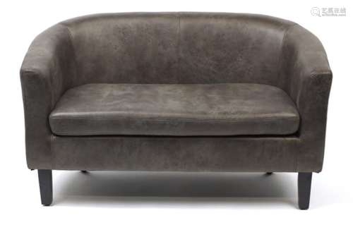 Contemporary two seater settee with grey upholstery : For Further Condition Reports Please Visit Our