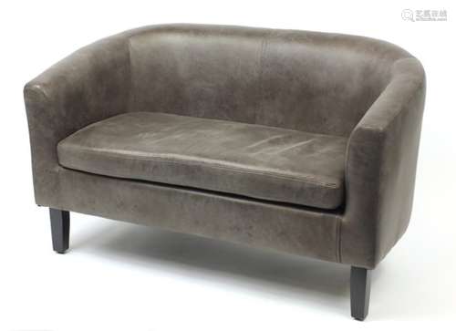 Contemporary two seater settee with grey upholstery : For Further Condition Reports Please Visit Our