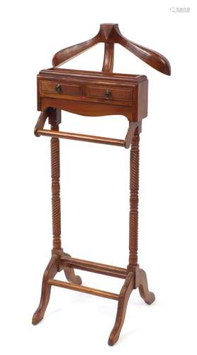 Gentleman's mahogany valet stand with spiral twist columns, 125cm high : For Further Condition