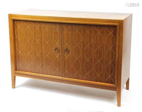 Gordon Russell Helix two door sideboard with Russell of Broadway label to the back, 84cm H x 122cm W