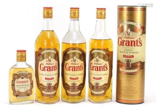 Four vintage bottles of Grants Family Reserve and Standfast Whisky, one with box, comprising sizes