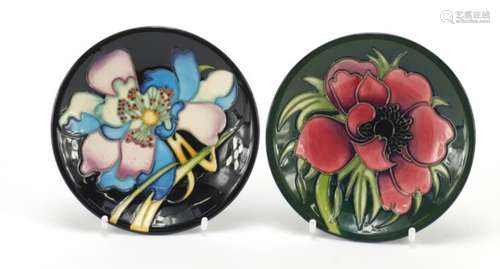 Two Moorcroft pottery pin dishes, dated 2003 and 2007, each 12cm in diameter : For Further Condition