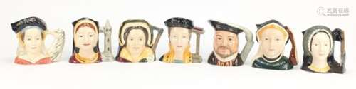 Henry VIII and six wives Royal Doulton character jugs, 10.5cm high : For Further Condition Reports