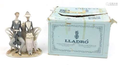 Lladro figure group Lovers in a Park with box, numbered 1274, 28cm high : For Further Condition