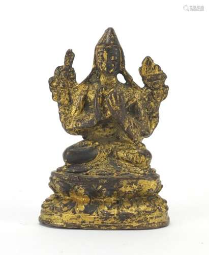 Chino Tibetan gilt bronze figure of Buddha, 8.5cm high : For Further Condition Reports Please