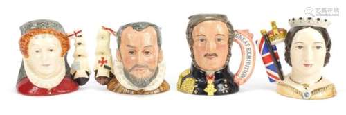 Four limited edition Royal Doulton character jugs, Queen Victoria, Prince Albert, King Philips II of