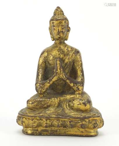 Chino Tibetan gilt bronze figure of Buddha, 10cm high : For Further Condition Reports Please Visit