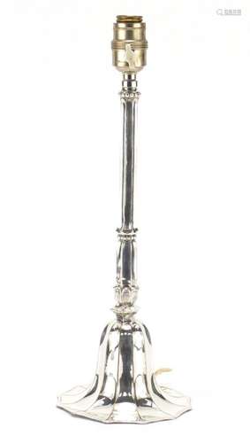 Silver plated table lamp, 41.5cm high : For Further Condition Reports Please Visit Our Website,