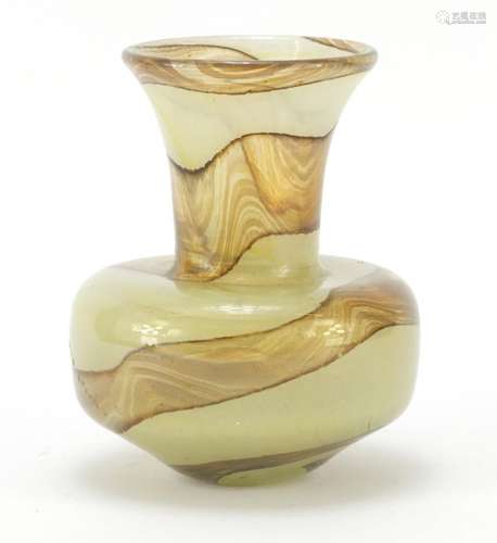 Mdina tortoiseshell range glass vase, etched Mdina to the base, 16cm high : For Further Condition