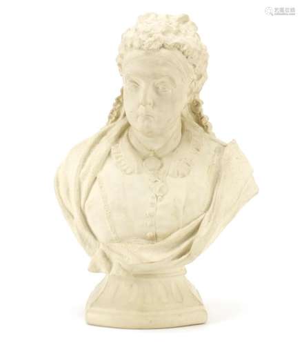 Parian style bust of Queen Victoria, 36cm high : For Further Condition Reports Please Visit Our