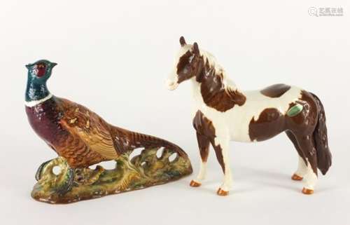 Beswick Pinto Pony and a pheasant, the largest 19cm in length : For Further Condition Reports Please