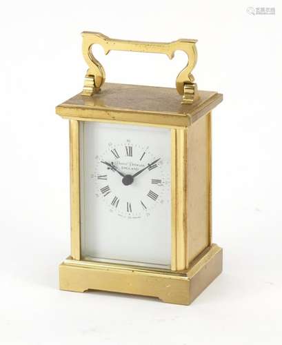 David Peterson brass cased carriage clock, 11.5cm high : For Further Condition Reports Please