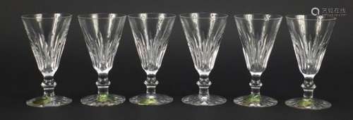 Set of six Waterford crystal glasses, five with paper labels, each 11.5cm high : For Further