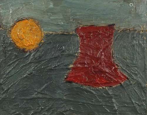 Abstract composition, Italian School, impasto oil onto canvas, bearing an inscription verso, mounted