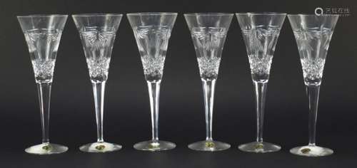 Set of six Waterford Crystal Peace toasting flutes, each 23.5cm high : For Further Condition Reports