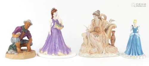 Collectable china figures including Royal Doulton Beachcomber HN2647 and Wedgwood Captivation, the