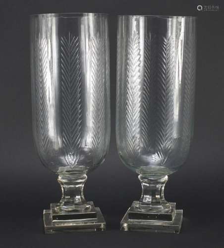 Large pair of Georgian style cut glass vases, each 40cm high : For Further Condition Reports