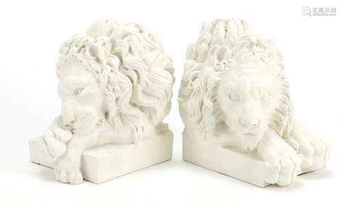 Pair of Grand Tour design lion book ends, each 14cm high : For Further Condition Reports Please