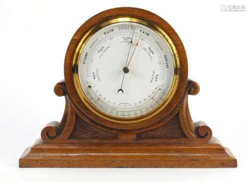 Oak cased desk barometer, 19cm high : For Further Condition Reports Please Visit Our Website,