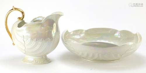 Shelley Lustre shell design wash jug and basin, 45cm wide : For Further Condition Reports Please