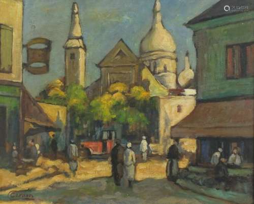 Market scene, French School, oil, bearing a signature Camion, framed, 49.5cm x 39.5cm : For