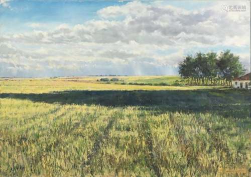 Anthony Maguire - Late Summer, On the Somme near Pozieres, oil onto canvas, framed, 87cm x 61cm :