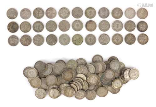 British pre-1947 coinage including three pences, 179g : For Further Condition Reports Please Visit